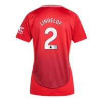 Camisa de Futebol Manchester United Victor Lindelof #2 Equipamento Principal Mulheres 2024-25 Manga Curta
